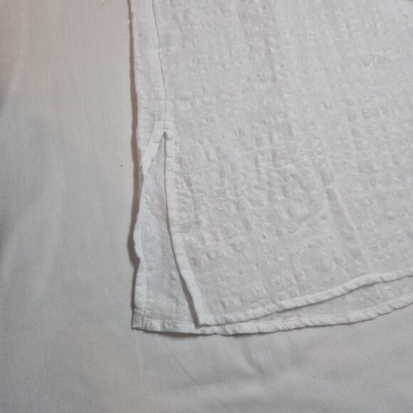 Eileen Fisher Women's Shirt Size M White Mandarin Collar Boxy  Linen-blend (60) - Picture 6 of 12